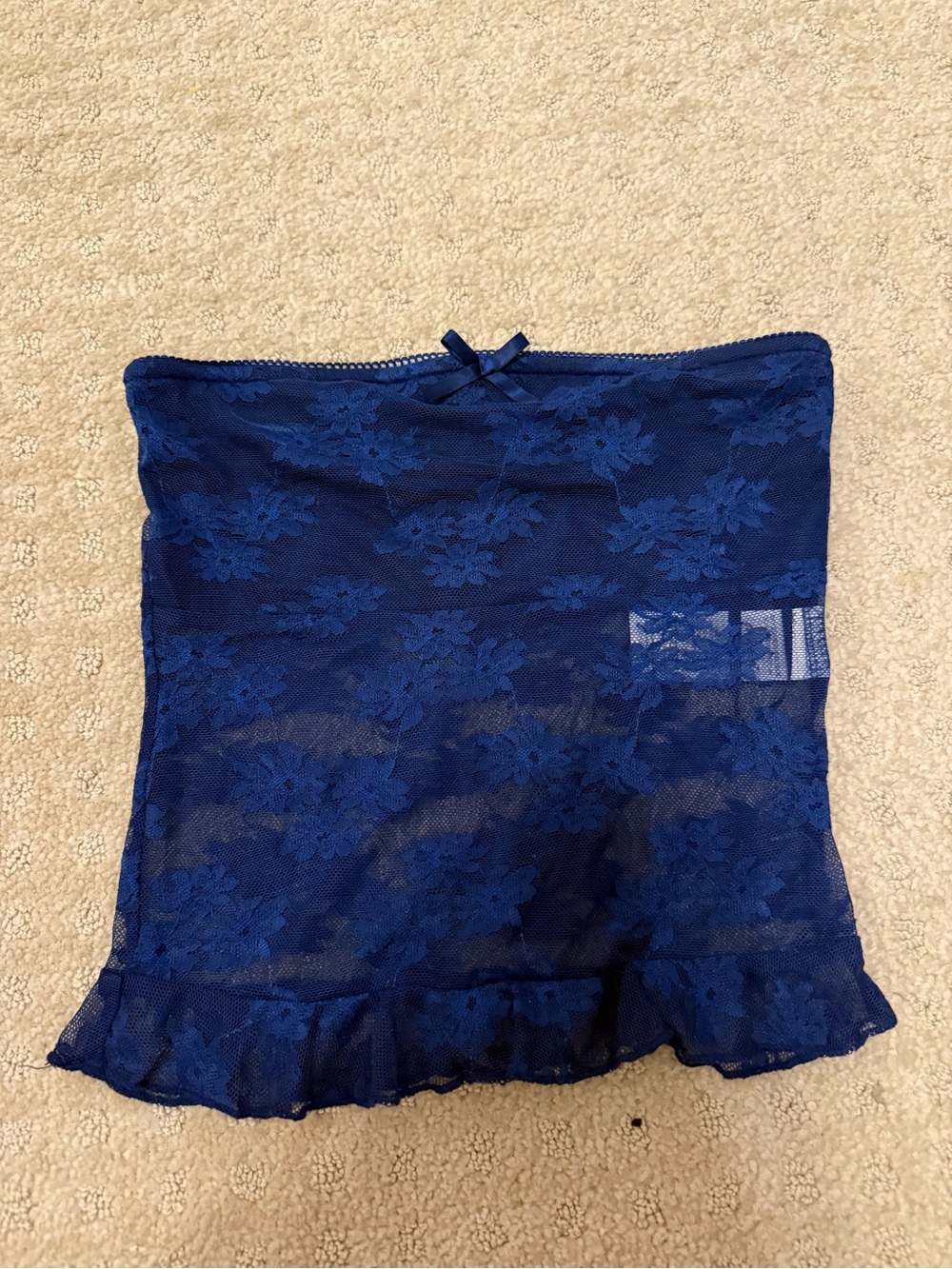 Edikted Royal Blue Lace Strapless Crop Top